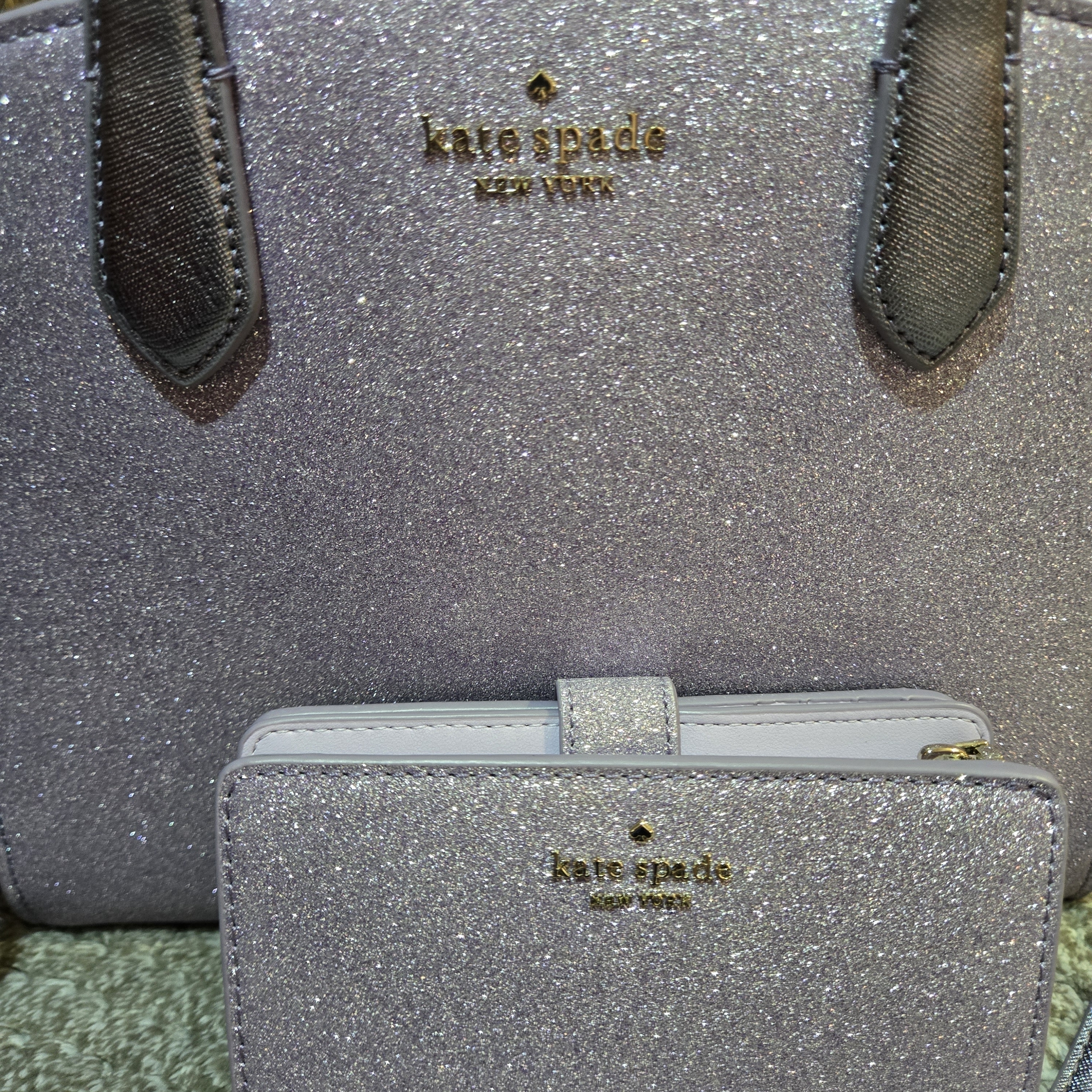 Kate Spade Purple Glitter Womens Bag With Matching Wallet